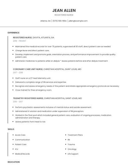 Registered Nurse Resume