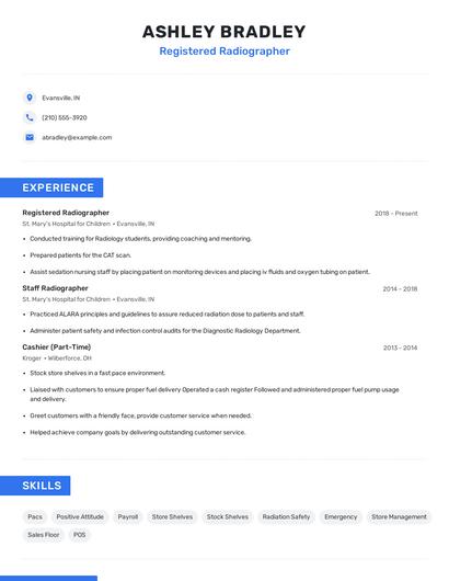 Registered Radiographer Resume