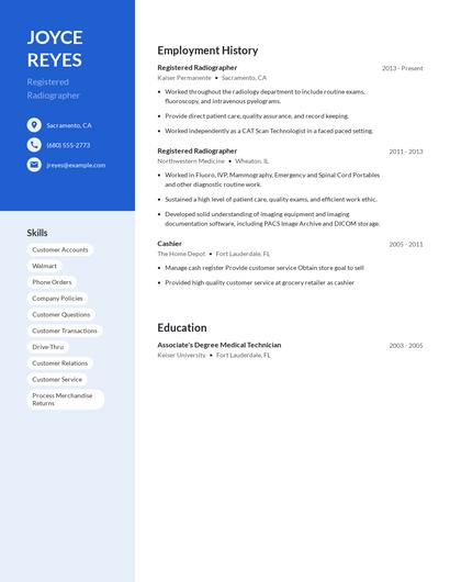 Registered Radiographer Resume