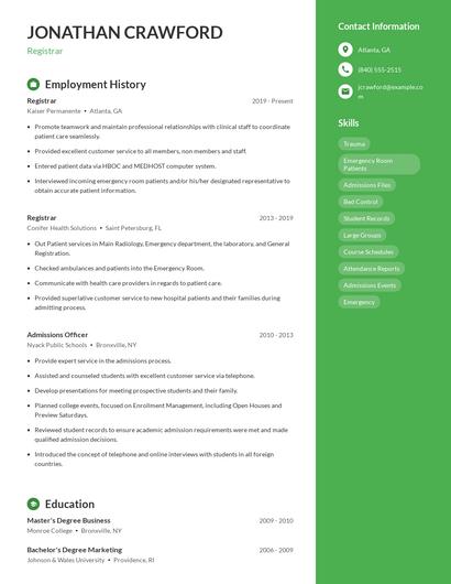 Resume example 5