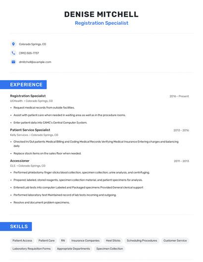 Registration Specialist Resume