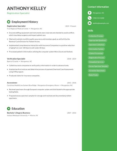 Registration Specialist Resume