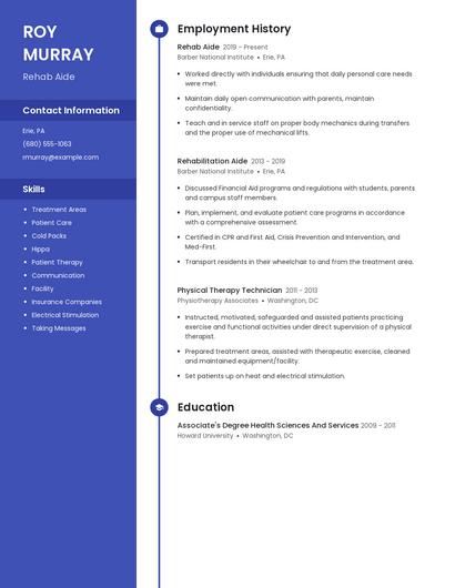 Rehab Aide Resume