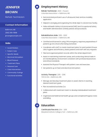 Rehab Technician Resume