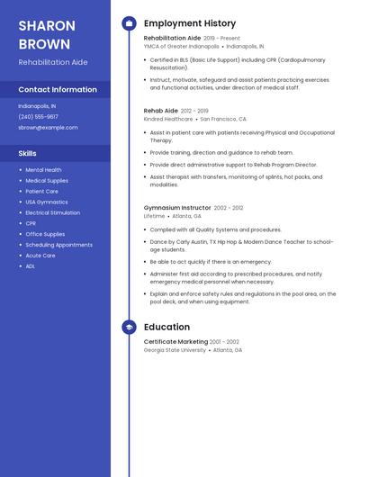 Rehabilitation Aide Resume