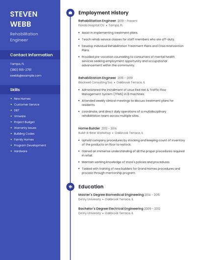 Rehabilitation Engineer Resume
