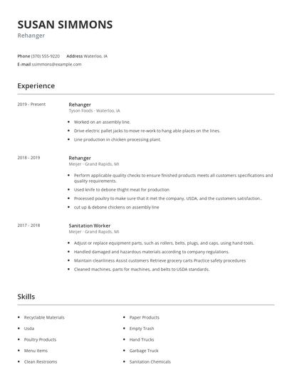 Rehanger Resume