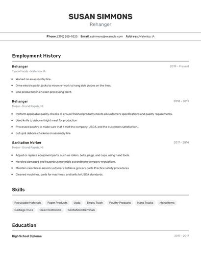 Rehanger Resume
