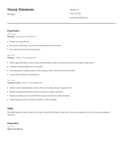 Rehanger Resume