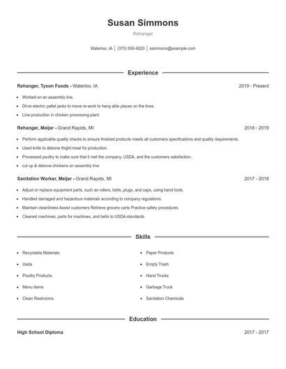 Rehanger Resume