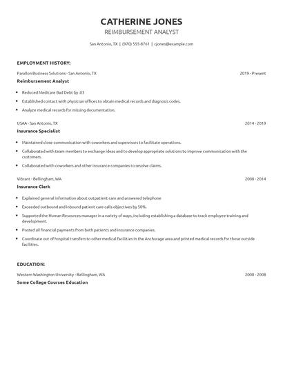 Reimbursement Analyst Resume
