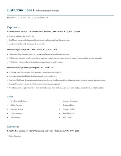 Reimbursement Analyst Resume