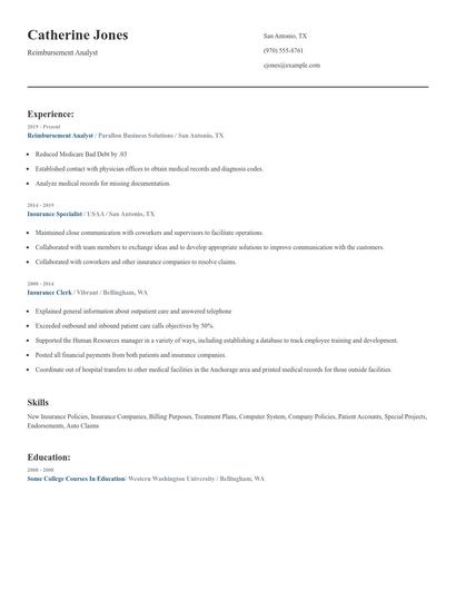 Reimbursement Analyst Resume