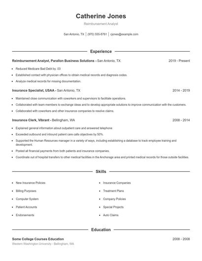 Reimbursement Analyst Resume