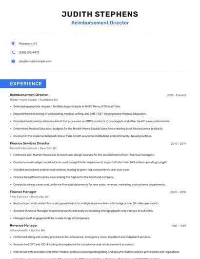 Reimbursement Director Resume
