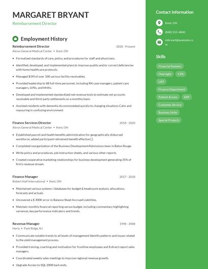 Reimbursement Director Resume
