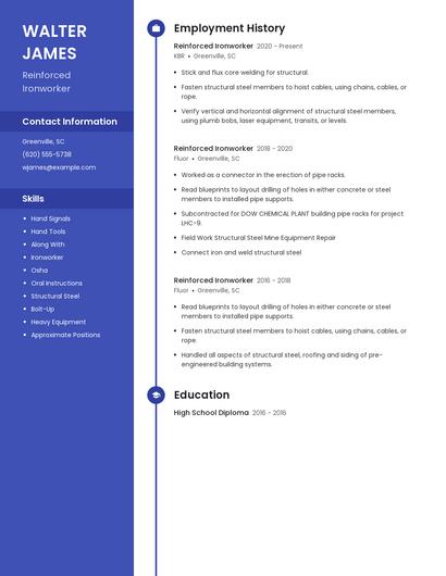 Reinforced Ironworker Resume