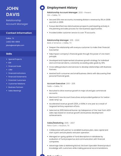 Relationship Account Manager Resume