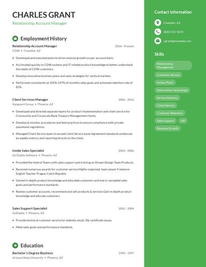 Relationship Account Manager Resume