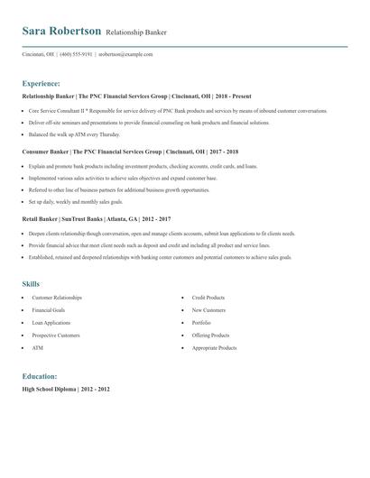 Relationship Banker Resume