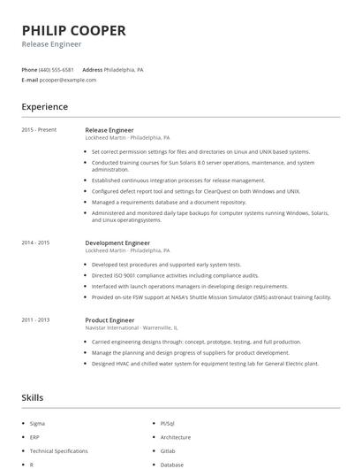 Release Engineer Resume