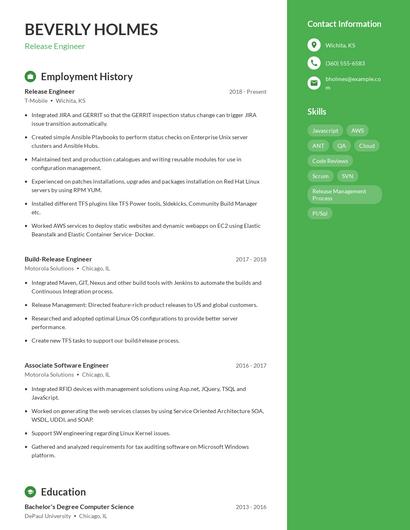 Release Engineer Resume