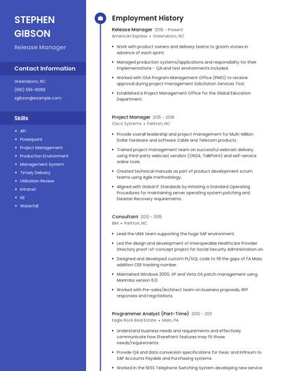 Release Manager Resume