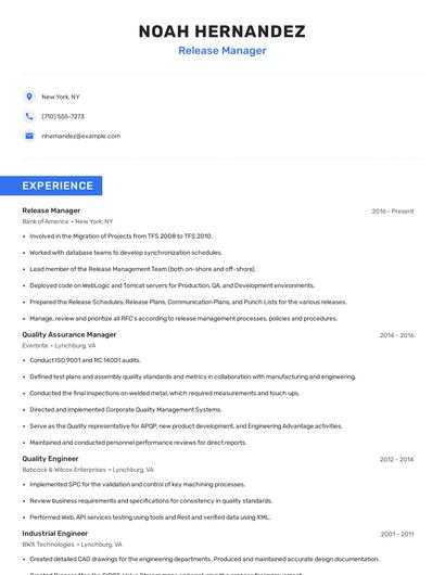 Release Manager Resume