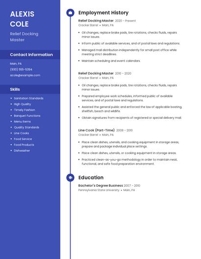 Relief Docking Master Resume