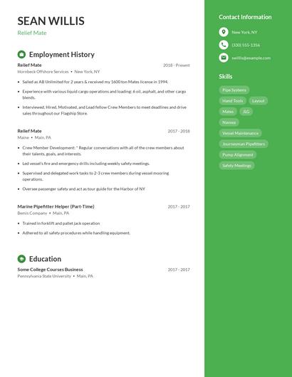 Relief Mate Resume