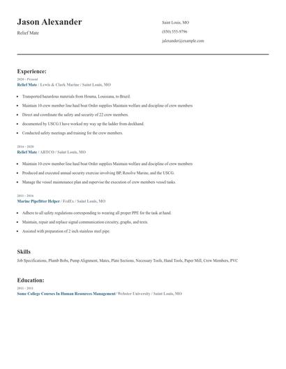 Relief Mate Resume