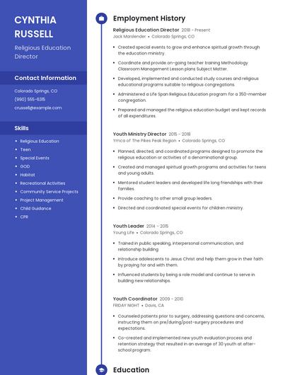 Religious Education Director Resume