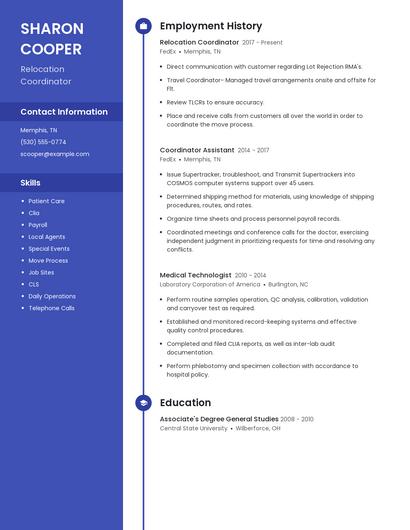 Relocation Coordinator Resume