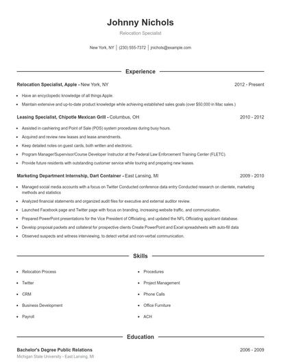 Resume example 1