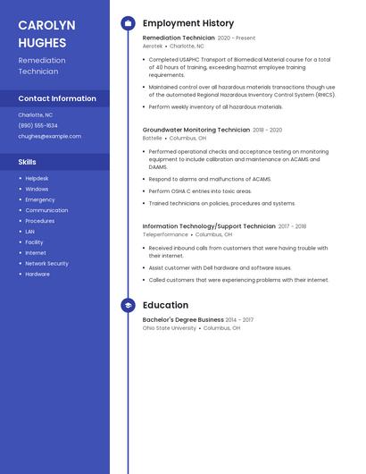 Remediation Technician Resume