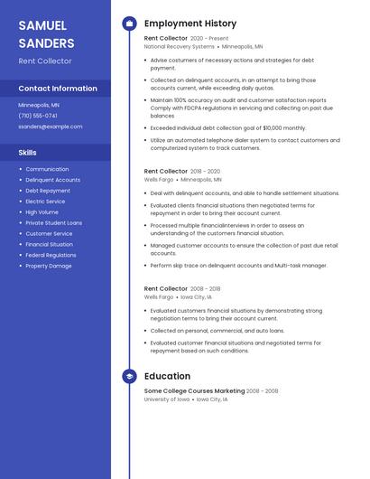 Rent Collector Resume