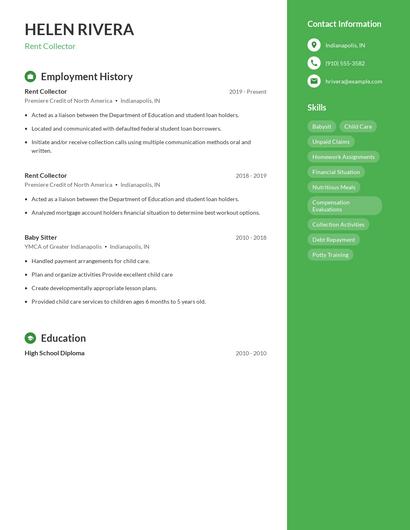 Rent Collector Resume