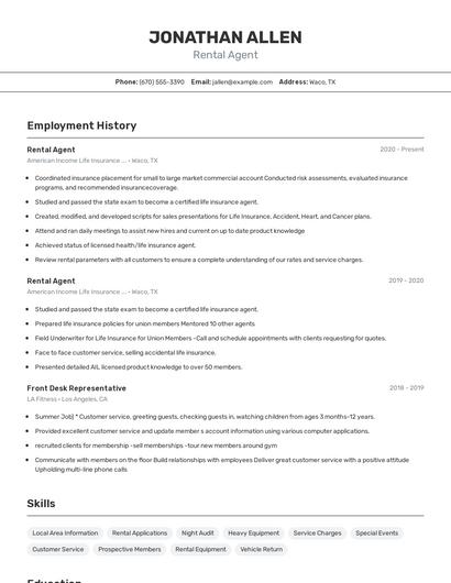Resume example 2
