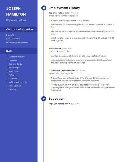 Repairer Helper Resume