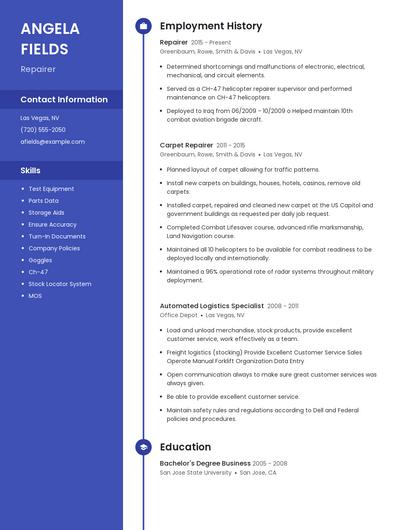Repairer Resume