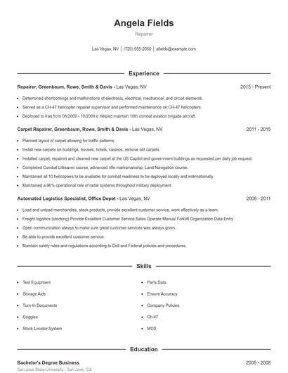 Resume example 1