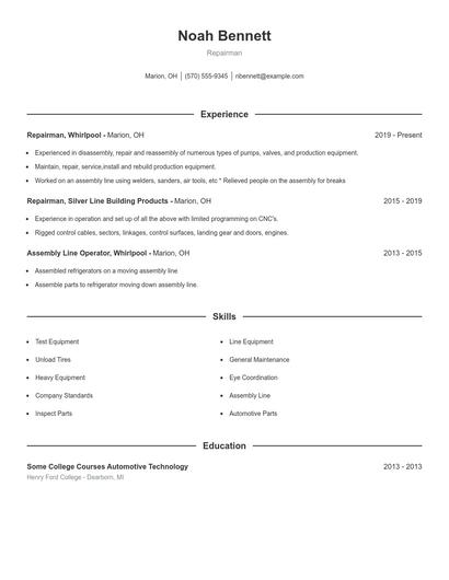 Resume example 1