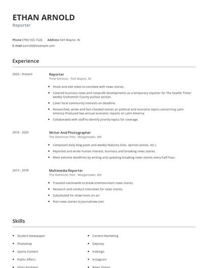 Reporter Resume