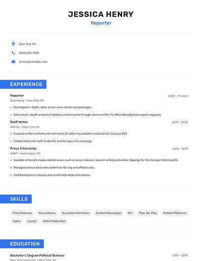 Reporter Resume