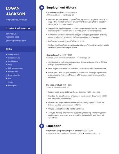 Reporting Analyst Resume