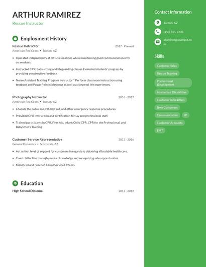Rescue Instructor Resume