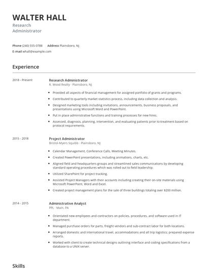 Research Administrator Resume