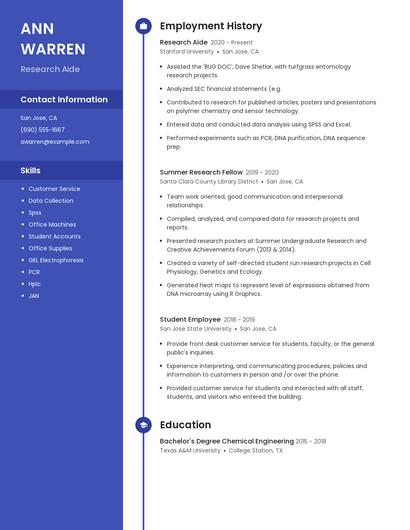 Research Aide Resume