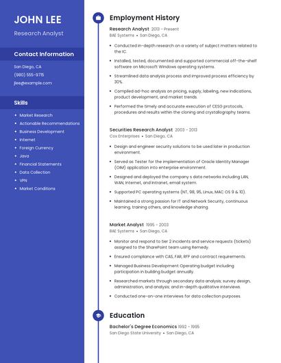 Research Analyst Resume