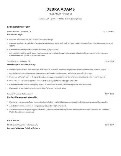 Research Analyst Resume